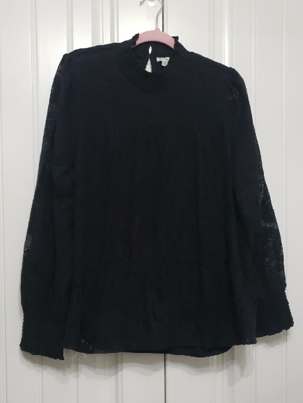 Sundance Black Lace Long Sleeve Blouse Size XL - Picture 4 of 10